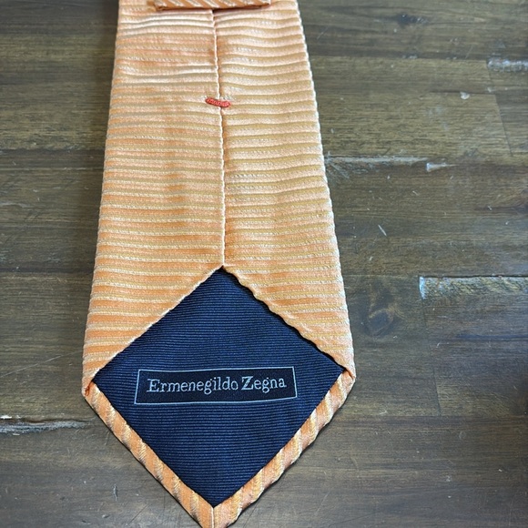 Ermenegildo Zenga Gold Striped Mens Tie Yellow Career Silk - Picture 4 of 4